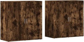 vidaXL Sideboards 2 pcs Smoked Oak 79x38x80 cm Engineered Wood Vidaxl