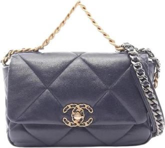 Chanel Pre-owned 19 Matelasse Lamsleer 2way Schoudertas - Dames - Vintage Schoudertas - Blauw - ONE Size - Leer - Vintage