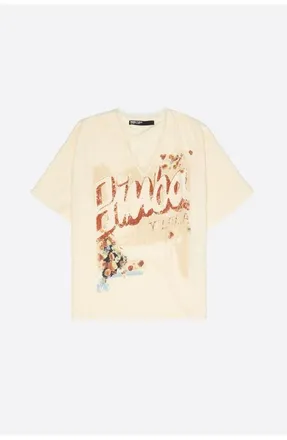 Bimba & Lola Oversize Faded Linen T-Shirt in Ivory at Nordstrom, Size X-Small Eu