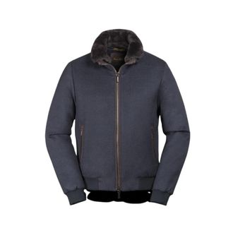 Moorer Bellati LS9 Bomber Jacket - Heren - Winterjassen - Blauw - M - Wol - Jassen