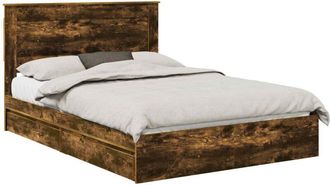 vidaXL Cama Con Almacenamiento Con Cabecera Roble Ahumado 140 X 190 Cm Vidaxl