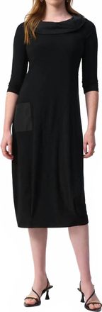 Joseph Ribkoff 3/4 Sleeves Cocoon Midi Dress In Black Silky