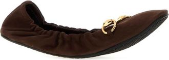Gucci Womens Prima Ballet Flat Brown Calf Skin