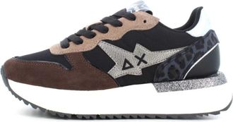 Sun 68 Zwarte Sneakers Mix Materiaal Stargirl - Dames - Sneakers - Veelkleurig - 37 EU - Leer - Schoenen