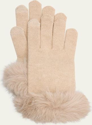 Sofiacashmere Touchscreen Cashmere & Faux Fur Gloves