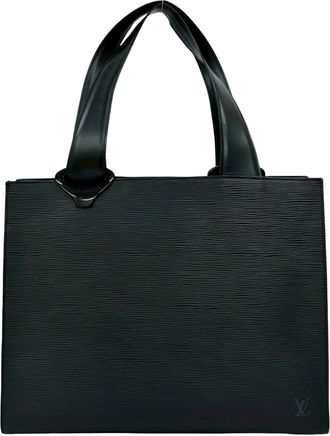 Louis Vuitton Black Leather Handbag Shoulder Bag Tote Bag (Pre-Owned)