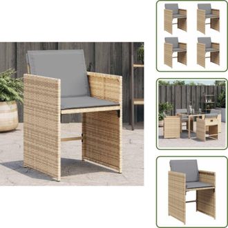 vidaXL Acciaio verniciato - vidaXL Sedie da Giardino con Cuscini 4 pz Beige Misto in Polyrattan - Rivestimento sfoderabile