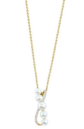 Effy Diamond & Freshwater Pearl Pendant Necklace in White at Nordstrom Rack, Size 18