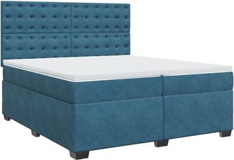 vidaXL Box Spring Bed with Mattress Blue 200x200 cm Velvet vidaXL