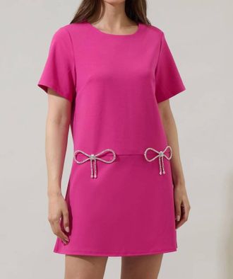 Sugarlips Bow Shift Mini Dress In Fuchsia