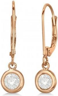 Allurez Leverback Dangling Drop Diamond Earrings 14k Rose Gold (0.50ct)