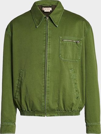 Marni Spread Collar Cotton Blouson Jacket