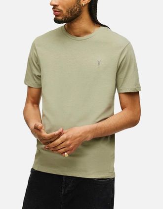 AllSaints Allsaints Mens All Saints Mens T Shirts Crew Neck Slim Short Sleeve Casual Summer Cotton Tee - Tan - Size: 34