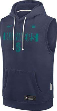 Nike Seattle Mariners Authentic Collection Standard Issue Nike Mens Dri-FIT MLB Sleeveless Pullover Hoodie in Blue | 03B444BMVR-4T2