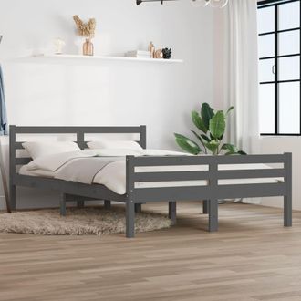 vidaXL Vidaxl - Estructura De Cama Doble Sin Colch&oacute;n Madera Gris 150x200 Cm