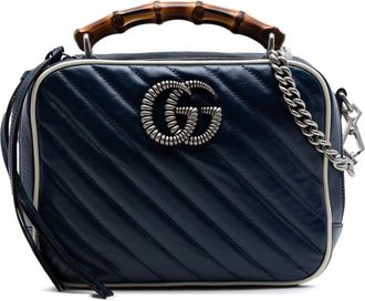 Gucci Pre-owned Gucci Small GG Marmont Matelasse Diagonal Leather Torchon Bamboo Satchel Ladies FFGDA7MJ1SF5TIW2