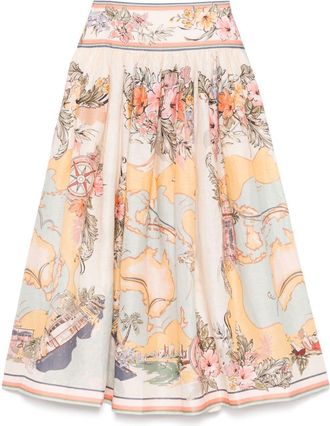 Zimmermann Tallow midi skirt - women - Linen/Flax - 2 - Neutrals