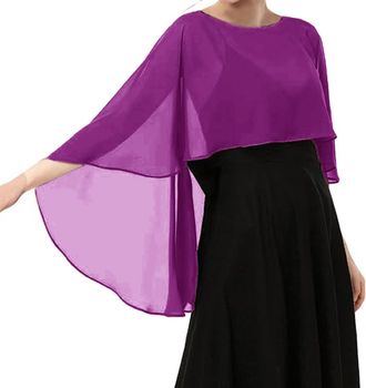 Generic Womens Shrugs,Chiffon Capes Womens Summer Soft Capelets Lightweight Shawls Wraps for Evening Dresses Scarf Stole Elegant Cape Festive Bolero Cardigan 
