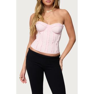 Edikted Naliah Raw Edge Underwire Crop Top in Light-Pink at Nordstrom, Size X-Large