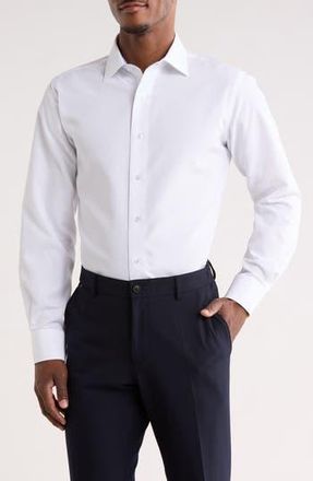 Lorenzo Uomo Trim Fit Textured Cotton Dress Shirt in White at Nordstrom Rack, Size 15.5 - 34