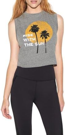 Spiritual Gangster Shady Palm Crawford Crop Cotton Graphic Tank in Heather Grey at Nordstrom Rack, Size X-Large