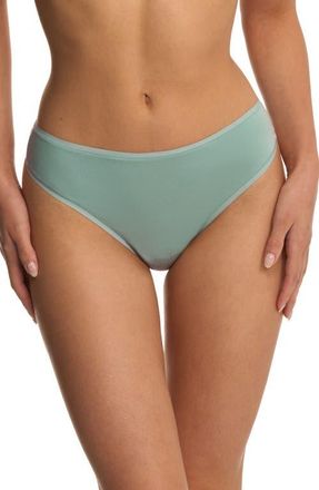 Natori Bliss Bare Stretch Cotton Thong in Succulent at Nordstrom, Size X-Small