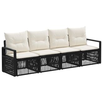 vidaXL Conjunto De Sof&aacute;s De Jard&iacute;n 4 Pcs Negro Rat&aacute;n Sint&eacute;tico Vidaxl