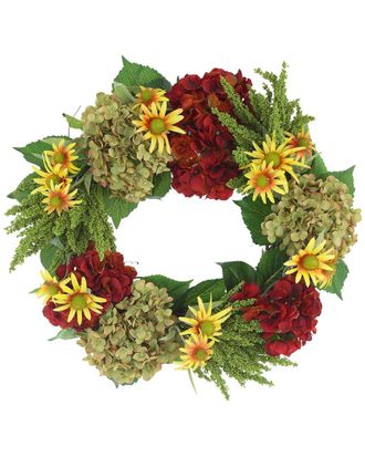 Creative Displays Inc. 23In Traditional Fall Wreath With Rudbeckia & Hydrangeas