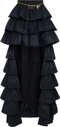 Elisabetta Franchi Rokken, Dames, Zwart, L, Ruffled Asymmetrical Skirt