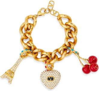 Valentino Garavani Chez Valentino Bracelet in Antique Brass/Multi/Crystal at Nordstrom, Size Medium