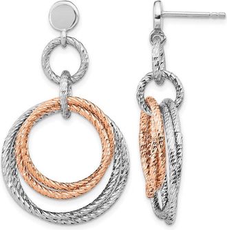 Diamond2Deal Sterling Silver Rose Gold-plated Drop Dangle Earring