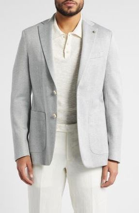 Jack Victor Hampton Glen Plaid Knit Cotton & Silk Blend Sport Coat in Light Grey at Nordstrom Rack, Size 38 Regular
