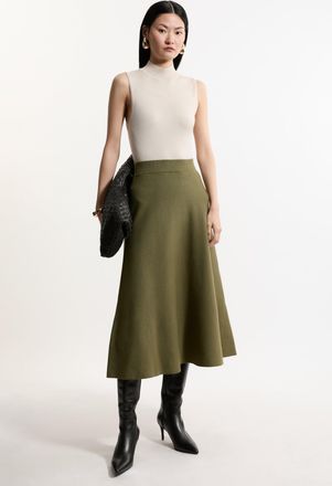 Karen Millen Womens Viscose Blend Milano Knit Full Midi Skirt - Green - Size X-Small