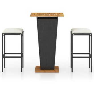 vidaXL 3 Pcs Garden Bar Juego Con Push Vime Pe Black - 220916