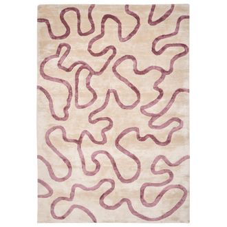 Beliani Beliani - Alfombra Moderna De Viscosa Y Lana Hecha A Mano Con Motivos Abstractos Glamurosa 160 X 230 Cm Beige Y Rosa Kappar