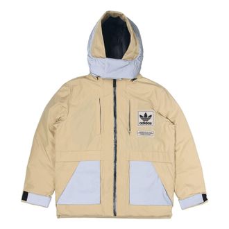 adidas originals Large Logo Cargo hooded Stay Warm Down Jacket Creamy White H66018