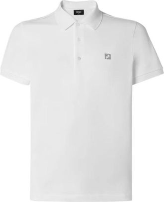 Fendi Piqu&eacute; Polo Shirt - Heren - Polos - Wit - L - Katoen - Tops