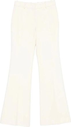 Ermanno Scervino Virgin Wool Broeken - Dames - Wijde Broeken - Wit - S - Wol - Broeken