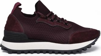 Eleventy Red Stretch Upper Suede-Blend Sneakers
