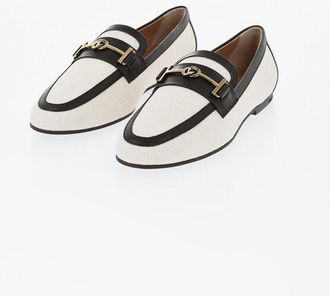 Tod's Canvas Loafers with Contrasting Leather Trim size 36,5
