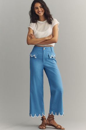 Maeve The Colette Scalloped Crop Wide-Leg Pants by Maeve