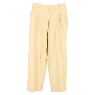 Sandro Wide-Leg Trousers in Yellow Cotton