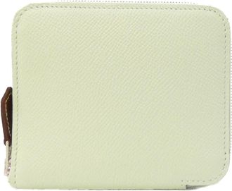 Herm&egrave;s Vert Epsom Leather Silk Coin Purse/Coin Case (Pre-Owned)