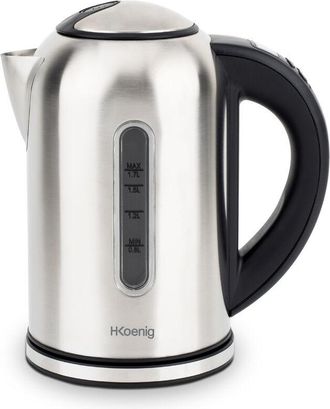 H.Koenig Hervidor De Agua El&eacute;ctrico Peque&ntilde;o, 2200w, Capacidad De 1.7 L, Base 360&ordm; Sin Cables, Temperatura Regulable Hasta 100&ordm; En Tiempo R&eacute;cord, Gris. Hkoenig 