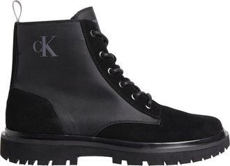 Calvin Klein Eva Black Smooth Leather-Suede Hiking Boots