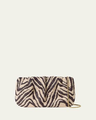 Loeffler Randall Serena Gathered Woven Zebra Clutch Bag