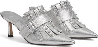 L.k. Bennett Studded Mule in Silver at Nordstrom, Size 11Us