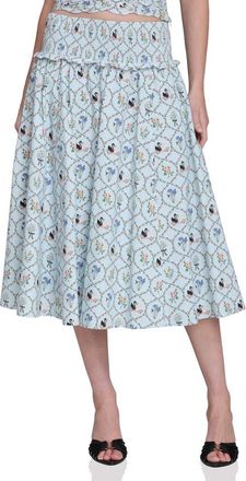 Avec Les Filles Smocked Circle Skirt in Blue Swan at Nordstrom, Size X-Large