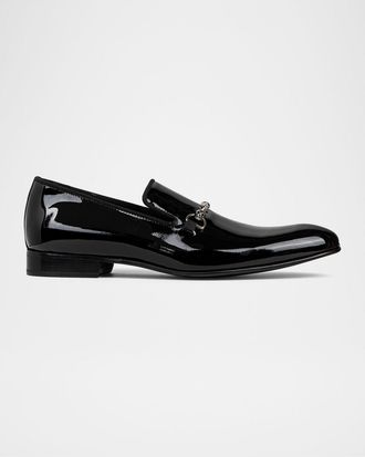 Donald J Pliner Mens Patent Leather Bit Loafers