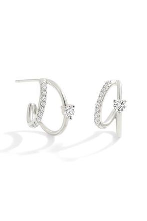 Mint & Lily The Nova Double Hoop Earrings in Sterling Silver /Zircon at Nordstrom
